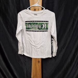 Hurley White and Green Long Sleeve Tee